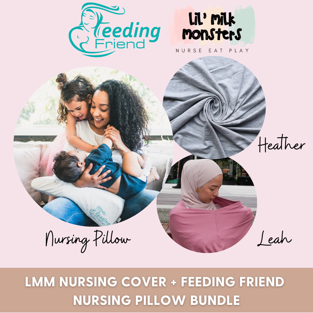 Lil' Milk Monsters Nursing Cover with Feeding Friend Nursing Pillow (Eco Friendly Edition) Bundle